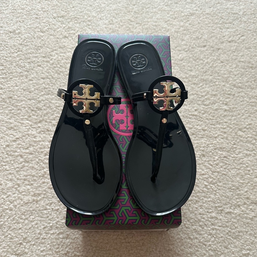 Tory Burch Black Patent Leather Sandals